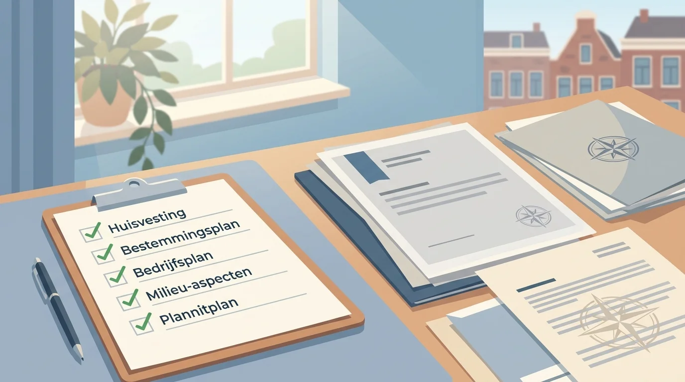 Rustige illustratie van een checklist voor Nederlandse vergunningcontrole